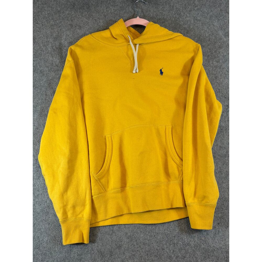 Polo Ralph Lauren Hoodie Mens Medium Yellow Fleece Pullover Long Sleeve Athletic